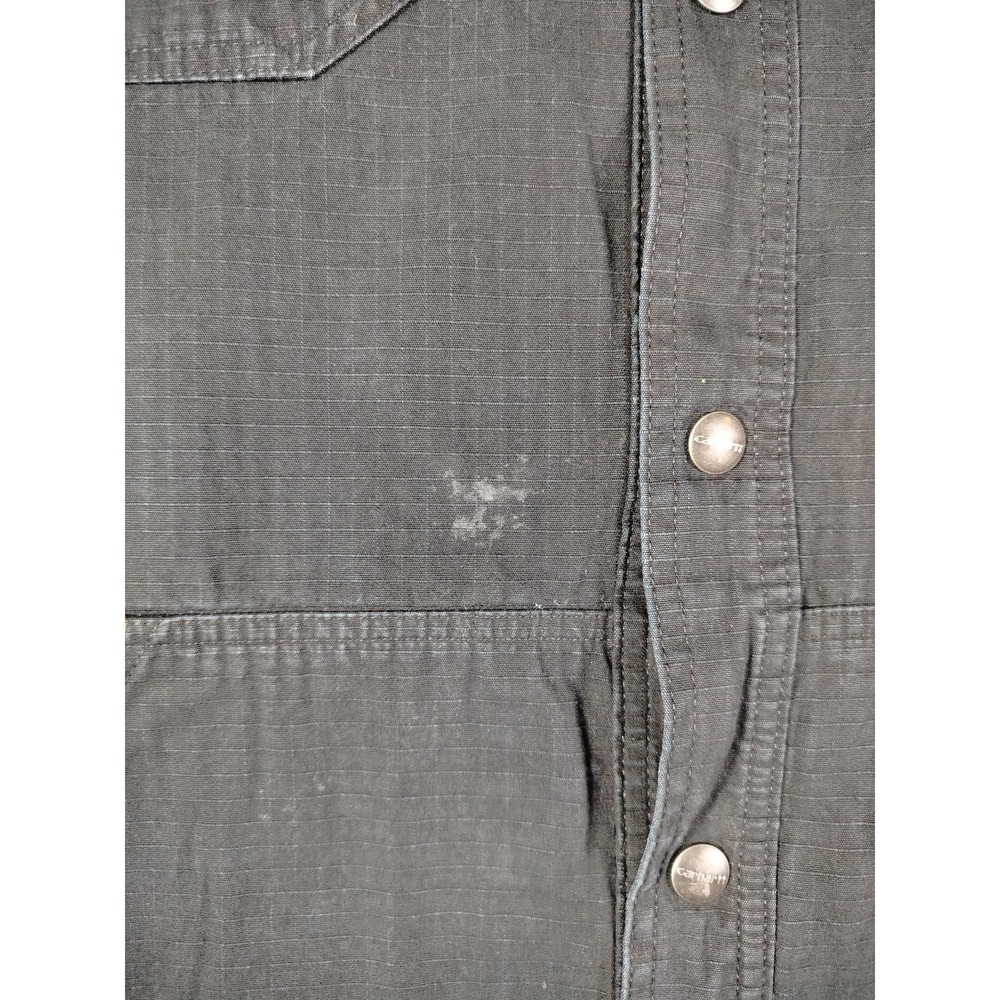Carhartt Jacket Mens 3XL Black Canvas Shirt Jac Flannel Lined Workwear Ripstop - Picture 7 of 16